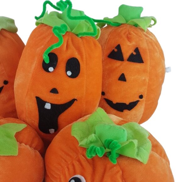 Lot of 5 Plush Stuffed Pumpkins Home Halloween Decoration Autumn Party Decor - Picture 4 of 5
